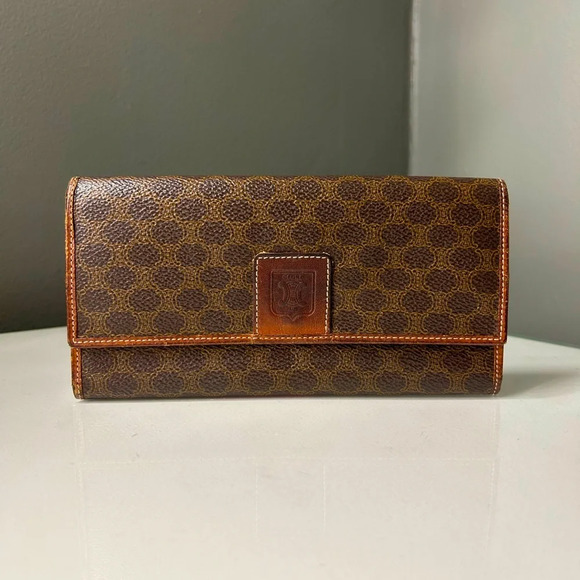 Celine Vintage Brown Macadam Continental Wallet - Picture 1 of 15